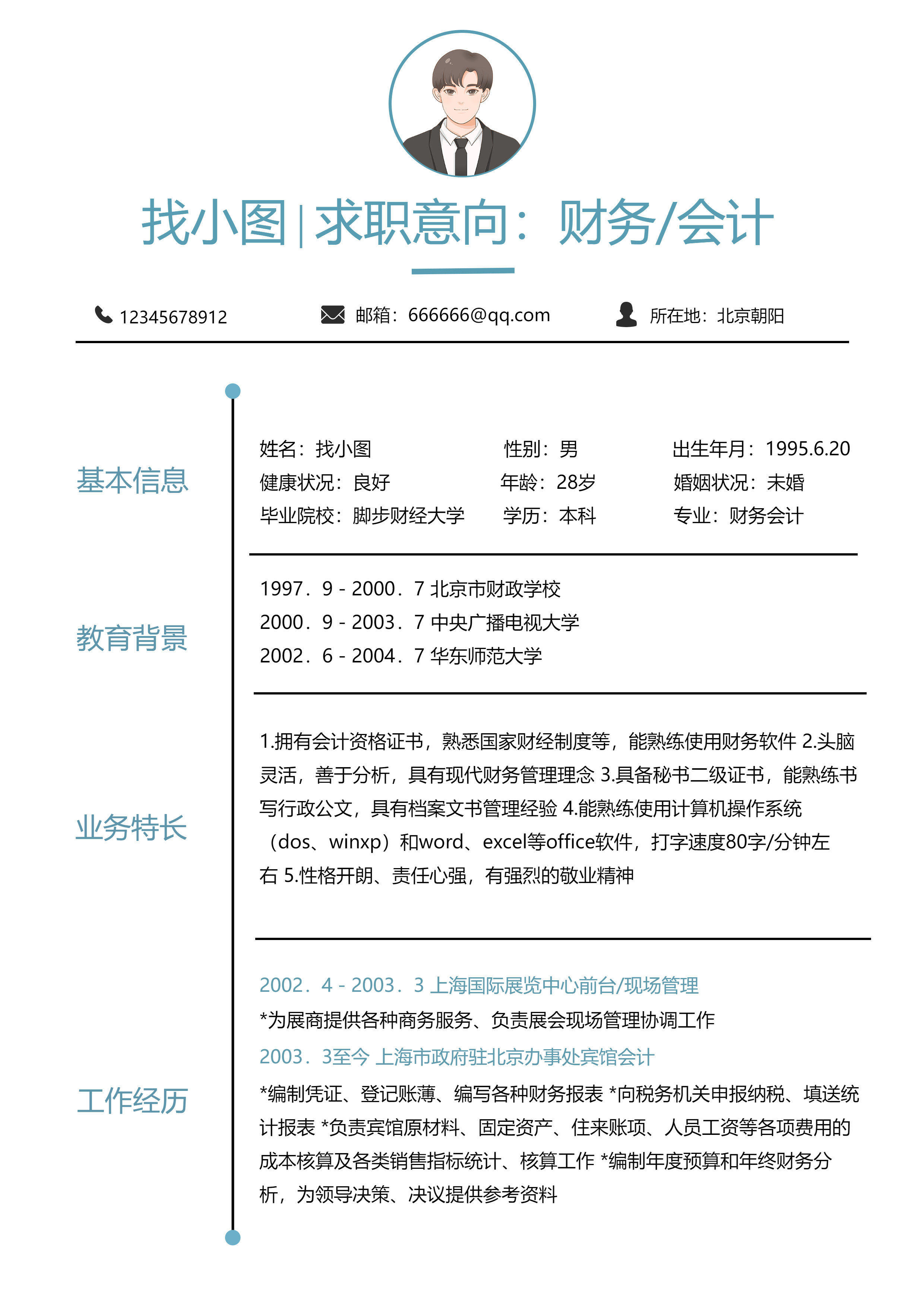 求职个人简历工作经历详情页