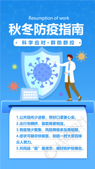 科学应对群防群控防疫指南海报