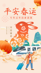 新年春运平安回家团聚手机海报