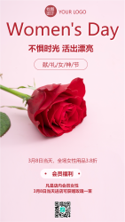 粉色背景女神节主题手机海报