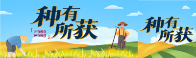 农民伯伯辛勤劳作芒种收获公众号封面图