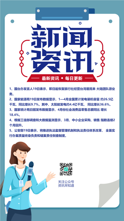 新闻资讯手绘新闻记者简约手机海报