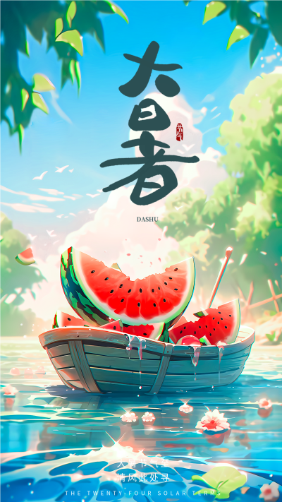 夏季最后一个节气大暑手机海报