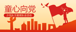 红色城市建筑剪影童心向党创意微信公众号首图