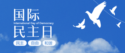 和平白鸽剪影国际民主日倡导自由微信公众号首图