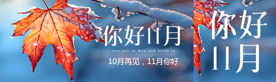 你好11月雪后的红枫叶实景公众号封面图