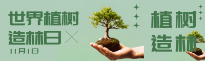 11月1日世界植树造林日纯色简约公众号封面图