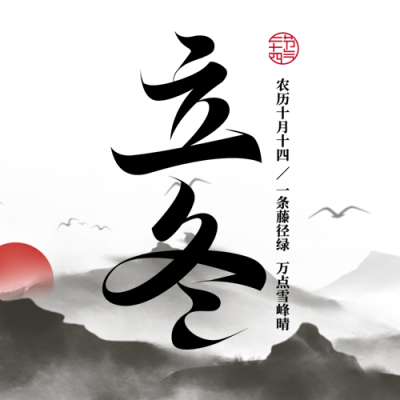 立冬时节黑白飞鸟极简风微信公众号次图