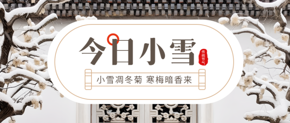 今日小雪古风院落寒梅实景微信公众号首图