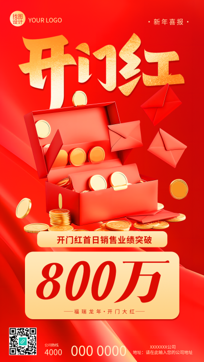 开门红销售业绩破新高手机海报