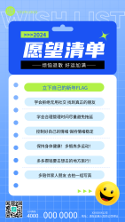 愿望清单蓝色网格创意手机海报