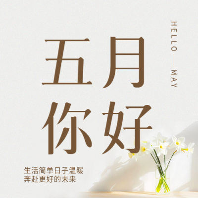 五月你好纯色简约微信公众号次图