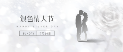 银色情人节创意星光微信公众号首图