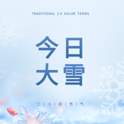 今日大雪蓝色简约微信公众号次图