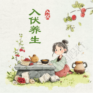 入伏养生卡通风格微信公众号次图