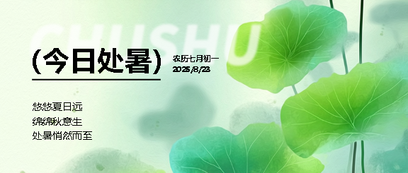今日处暑水彩荷叶微信公众号首图