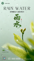 雨水节气至春意渐浓极简风手机海报