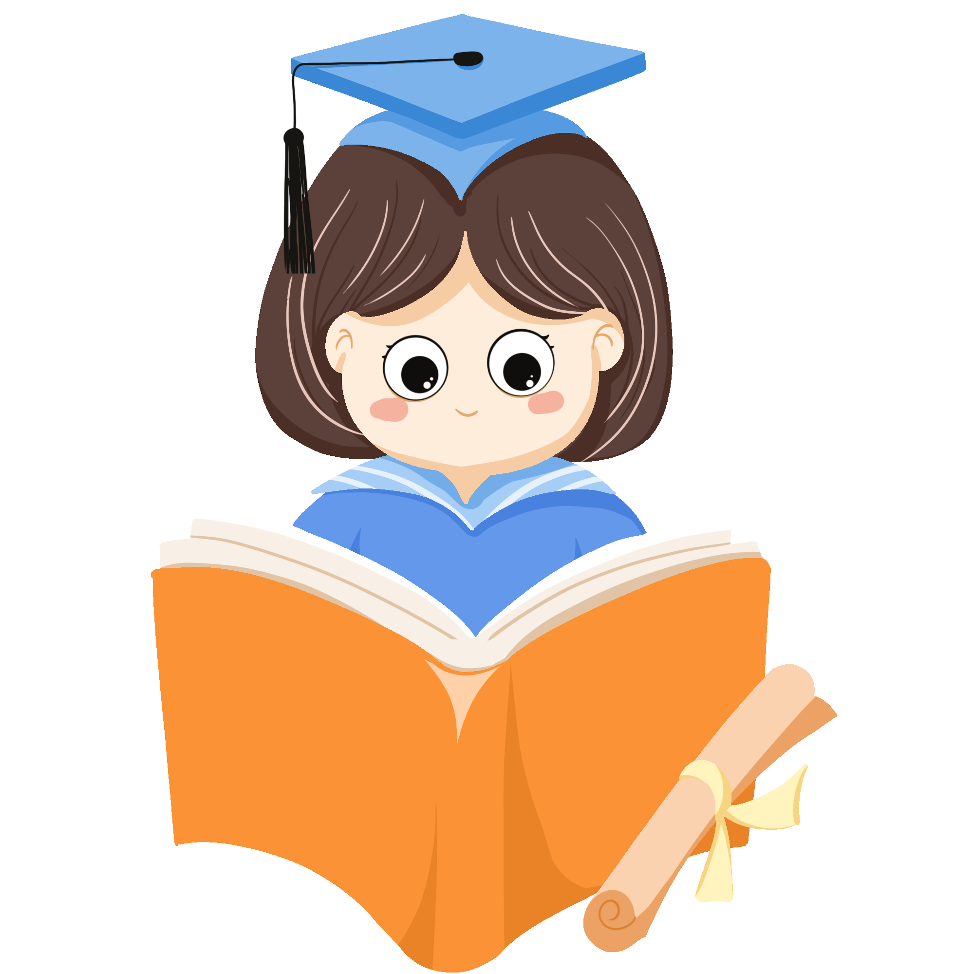 女孩看书图片插画制作步骤！