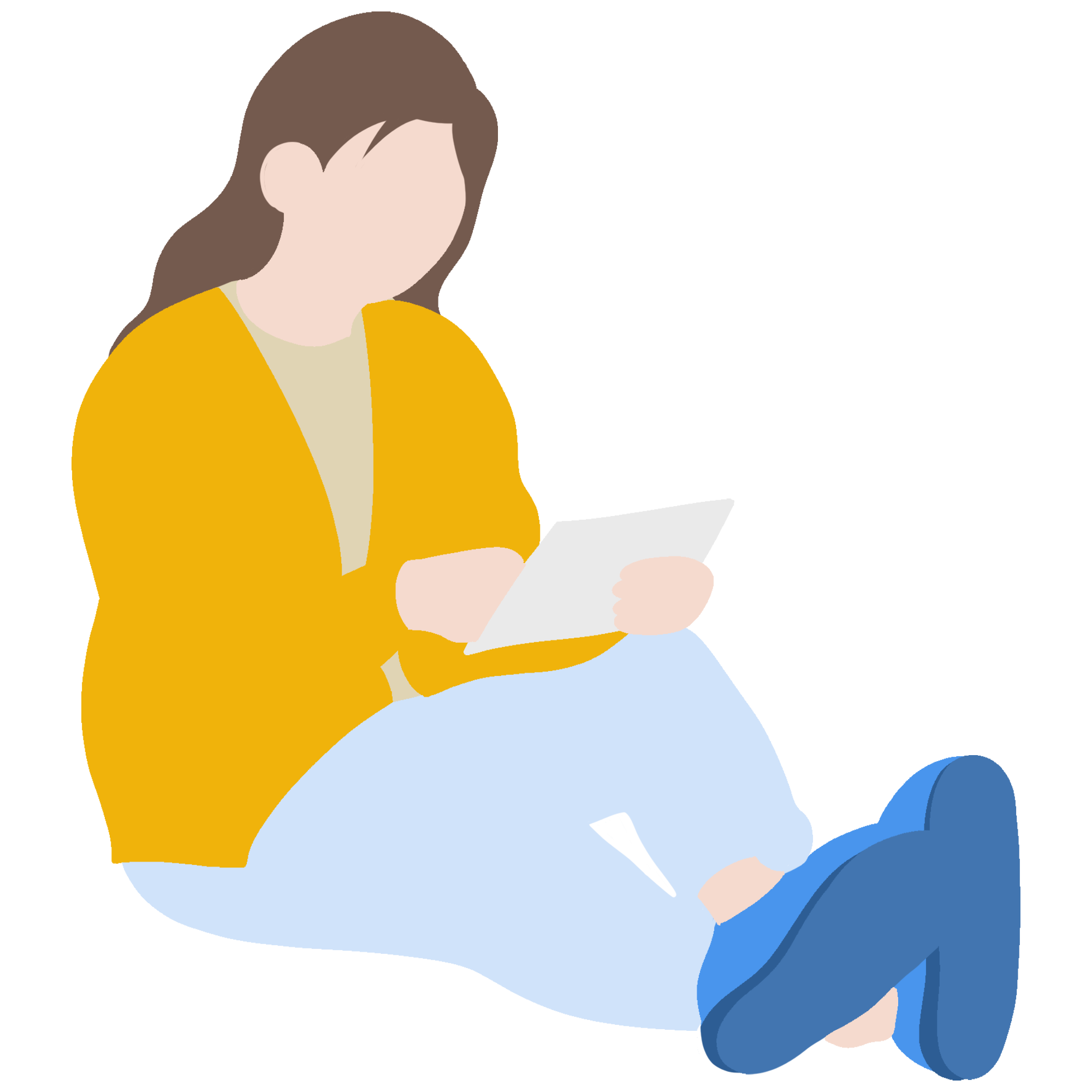 女孩看书图片插画如何绘制?