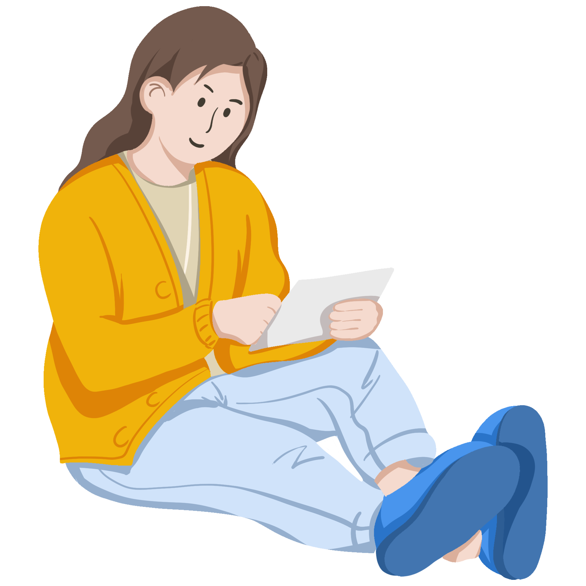 女孩看书图片插画如何绘制?