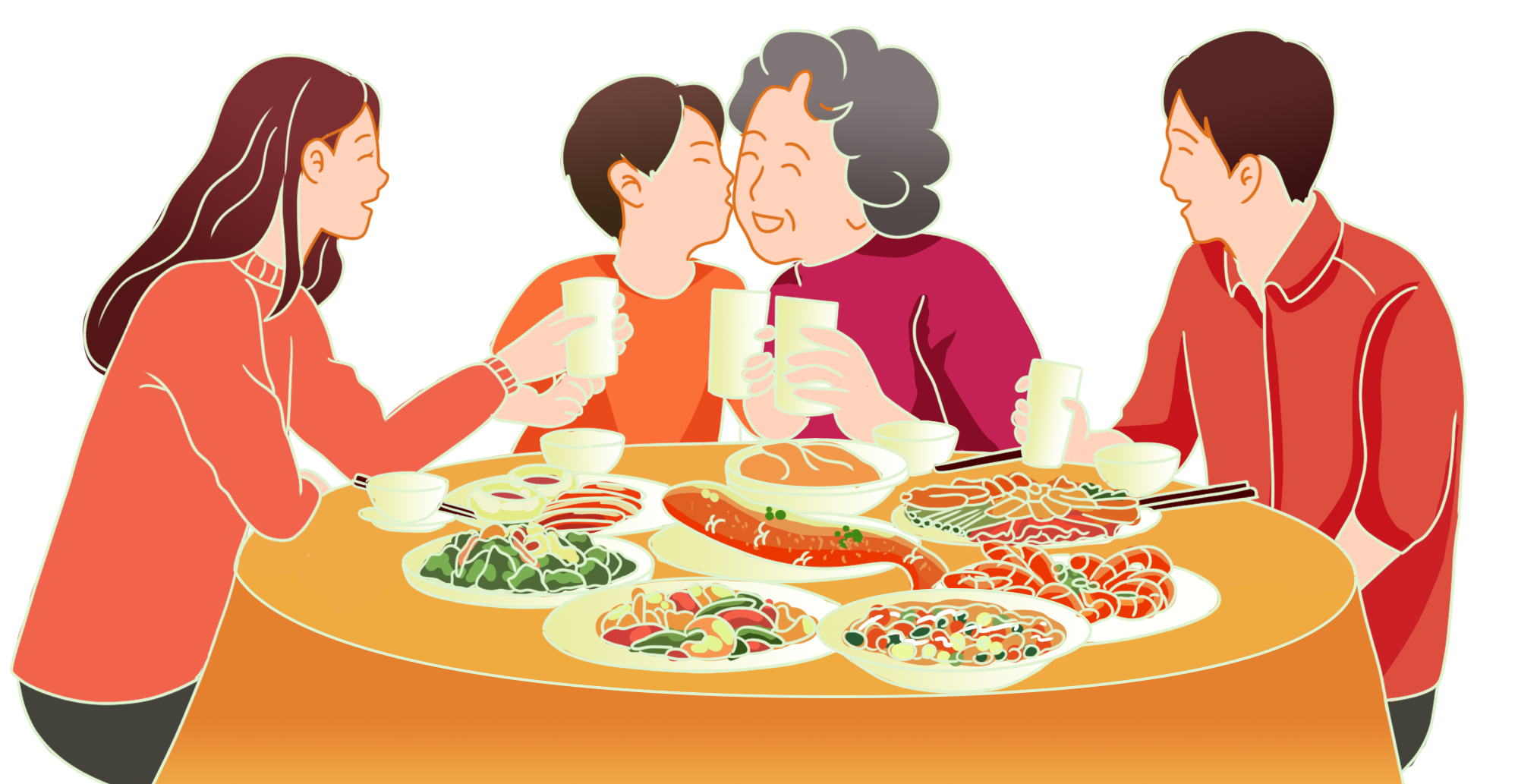 年夜饭插画图片制作方法！