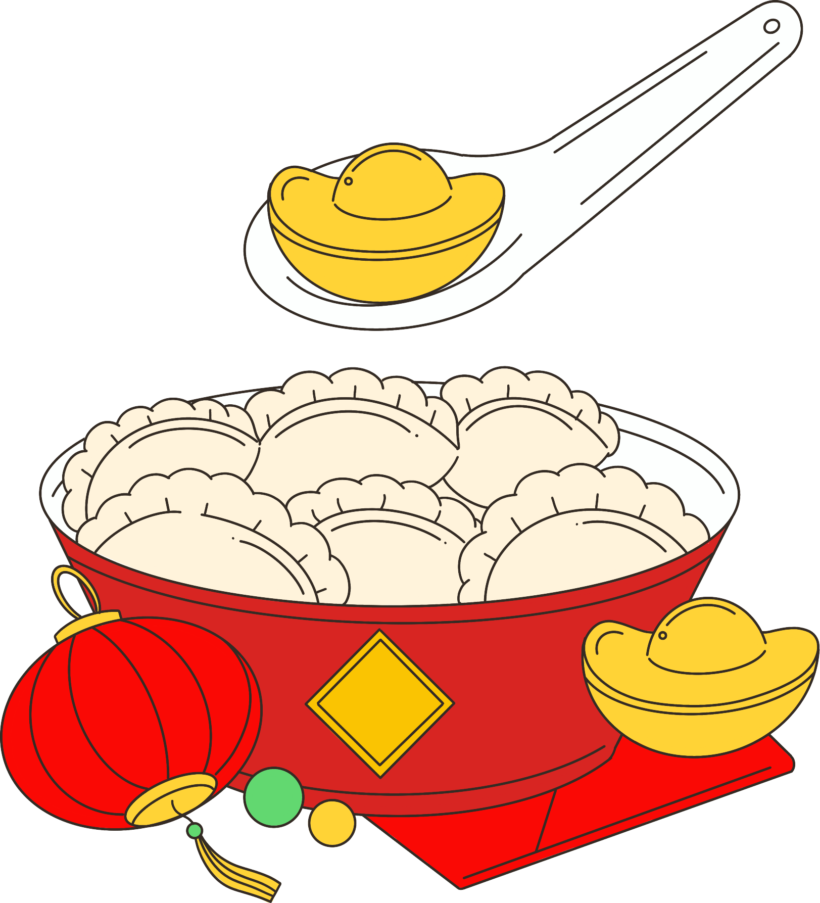 元宝饺子图片插画大全如何制作?