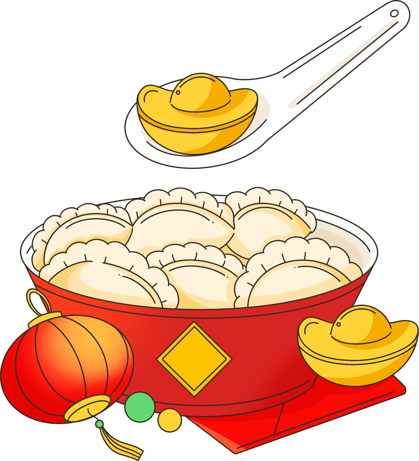 元宝饺子图片插画大全如何制作?