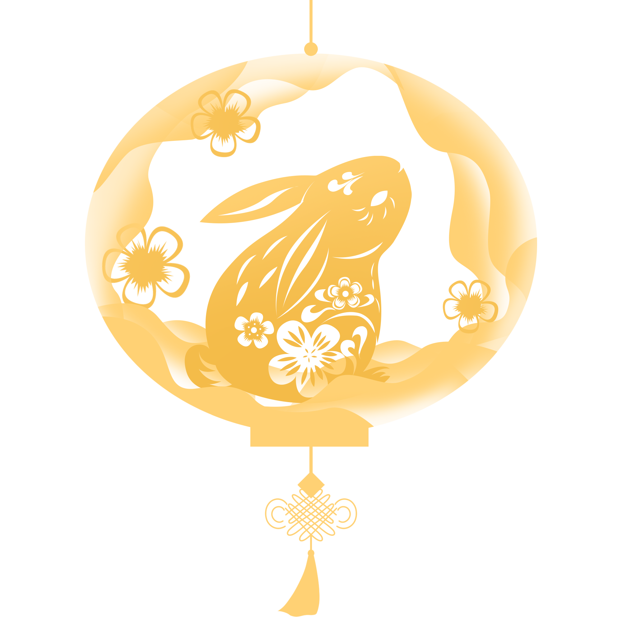 兔子剪纸灯笼素材图片怎么画？