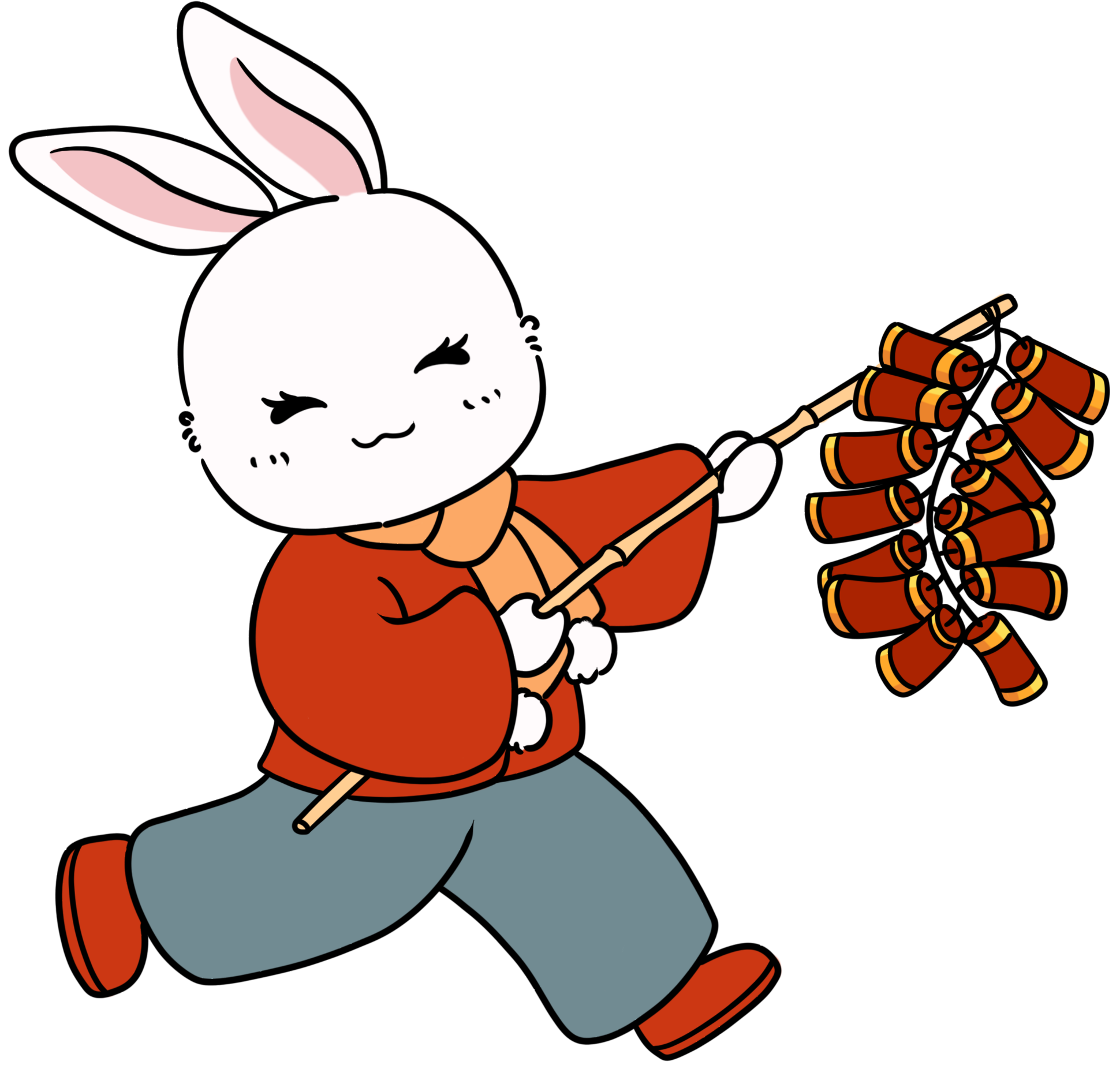 兔子提鞭炮绘画图片制作技巧！