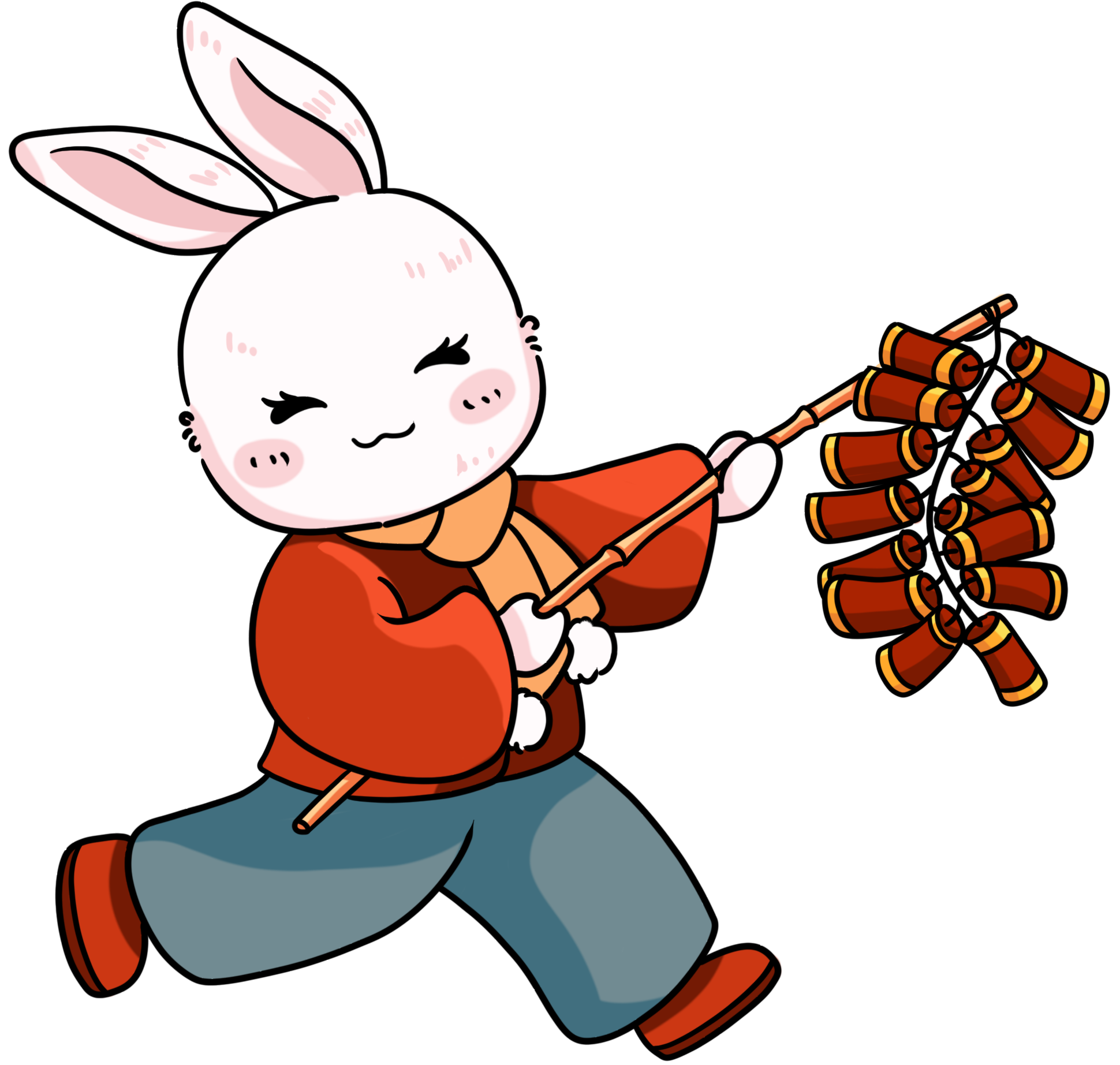 兔子提鞭炮绘画图片制作技巧！