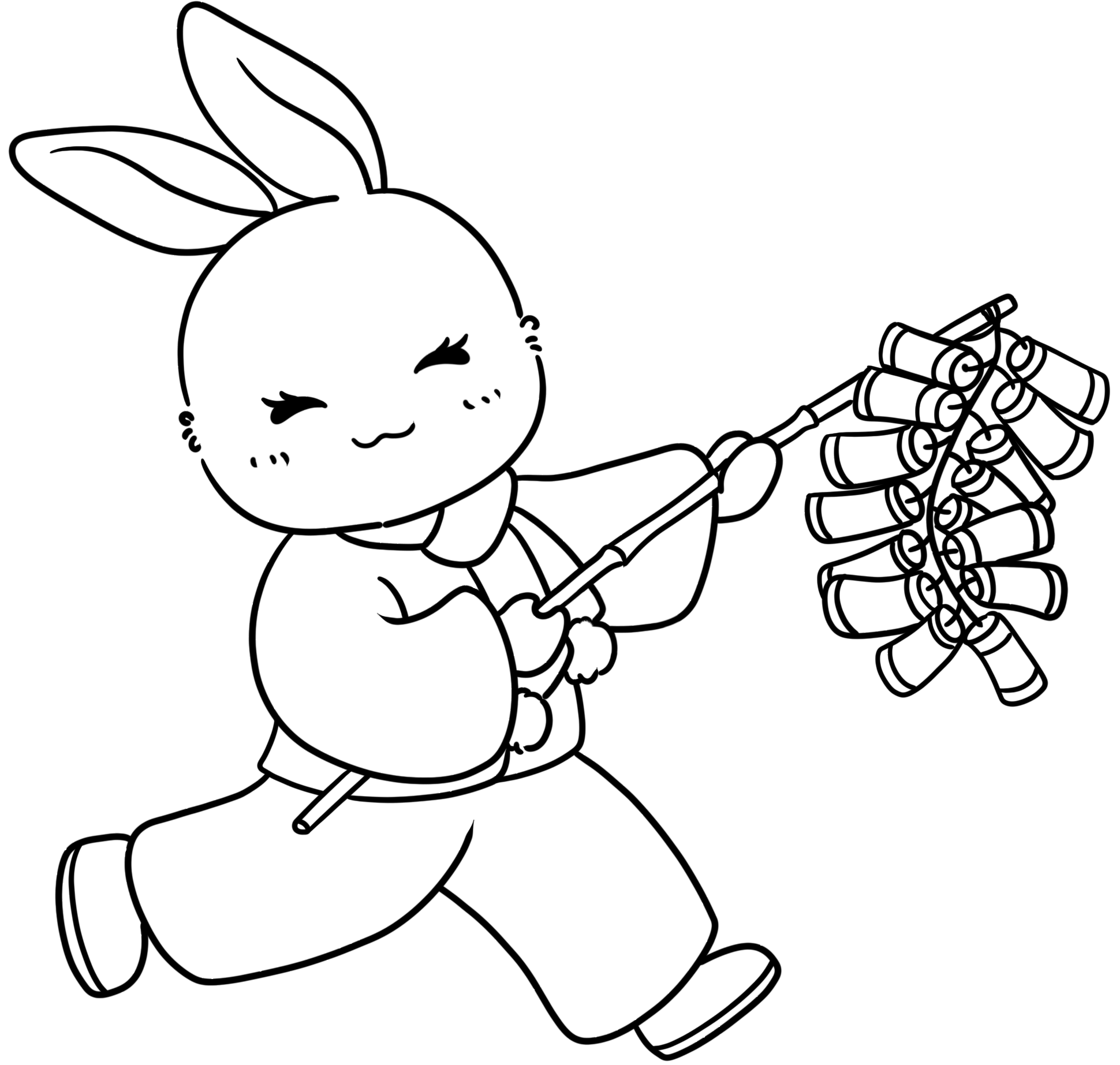 兔子提鞭炮绘画图片制作技巧！