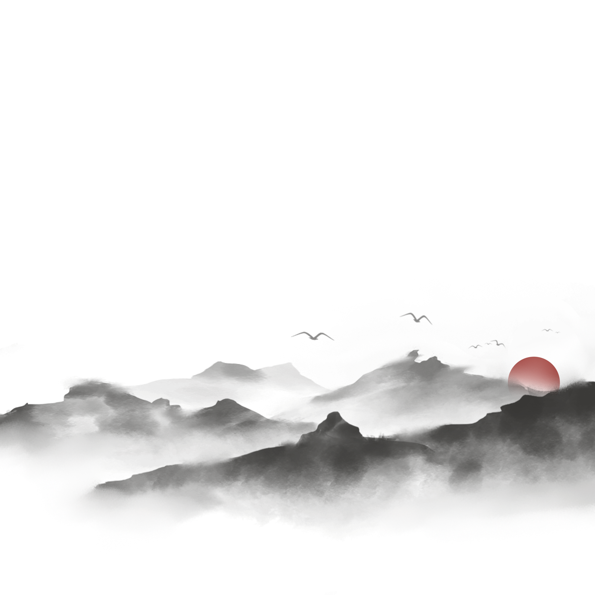 古风夕阳山大雁图片绘画大全如何画？