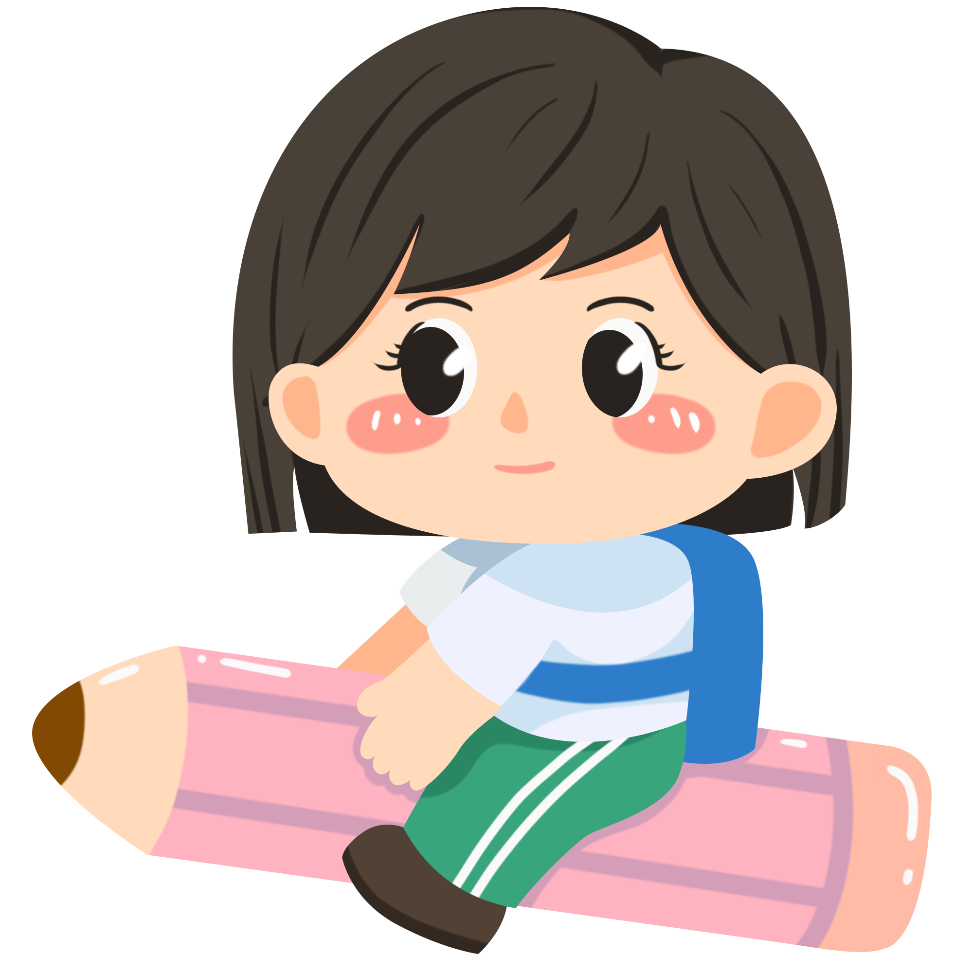 骑笔女孩绘画图片制作方法！