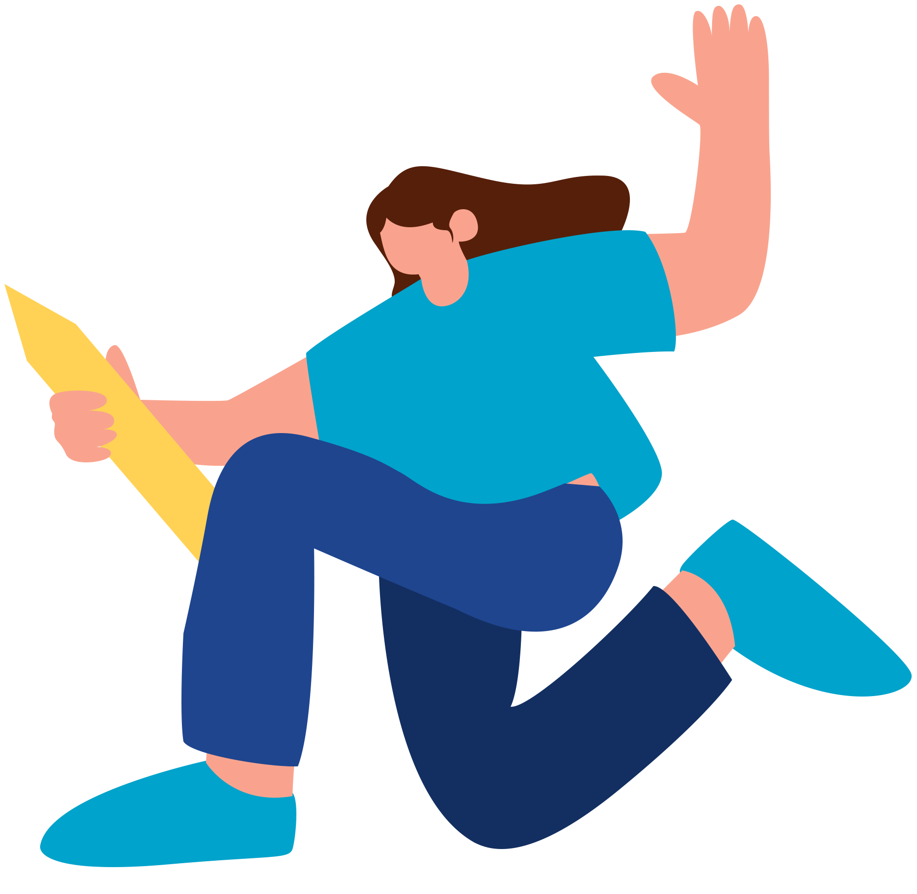 女孩拿笔插画图片怎样画？