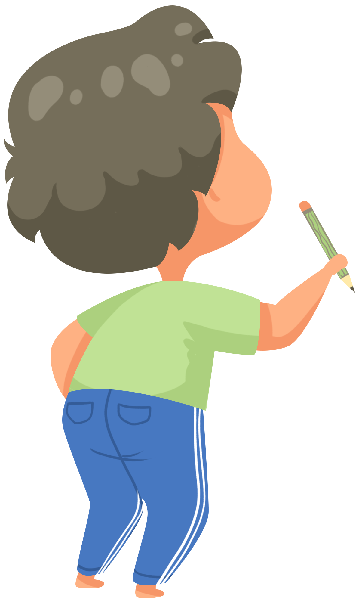 小男孩画画的背影如何绘制?