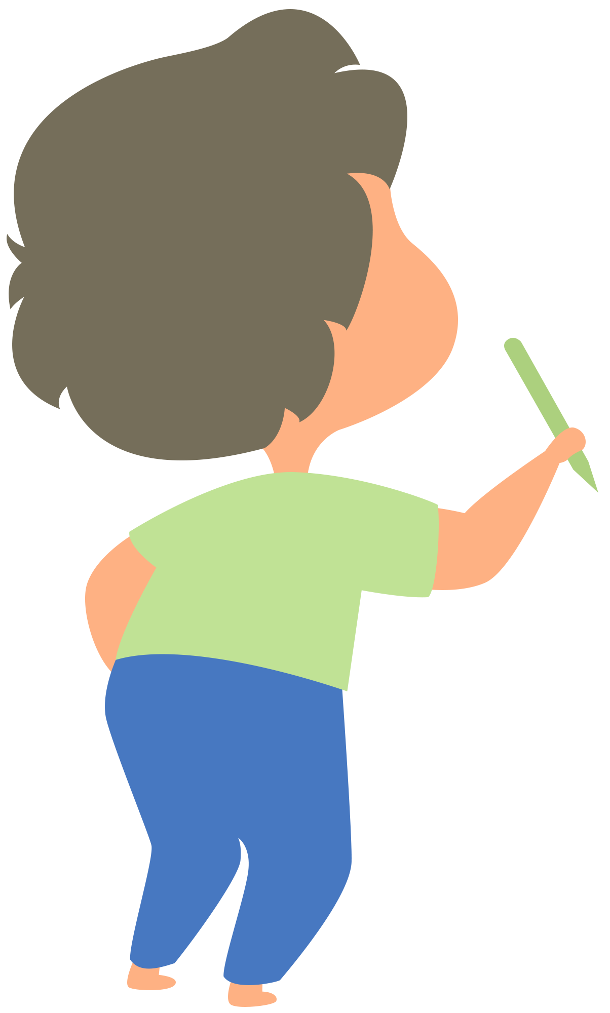 小男孩画画的背影如何绘制?