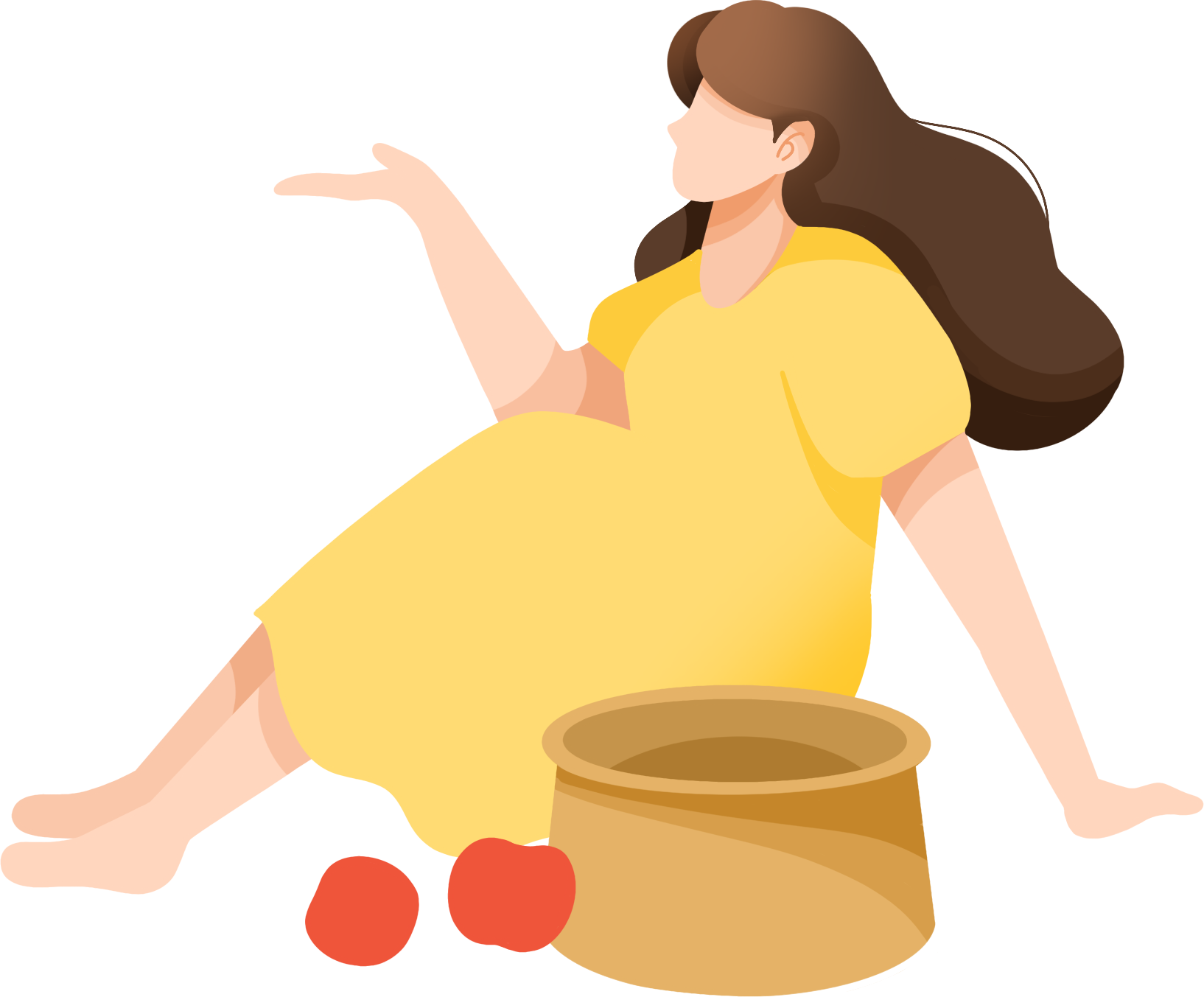 春天踏青少女绘画图片制作步骤！